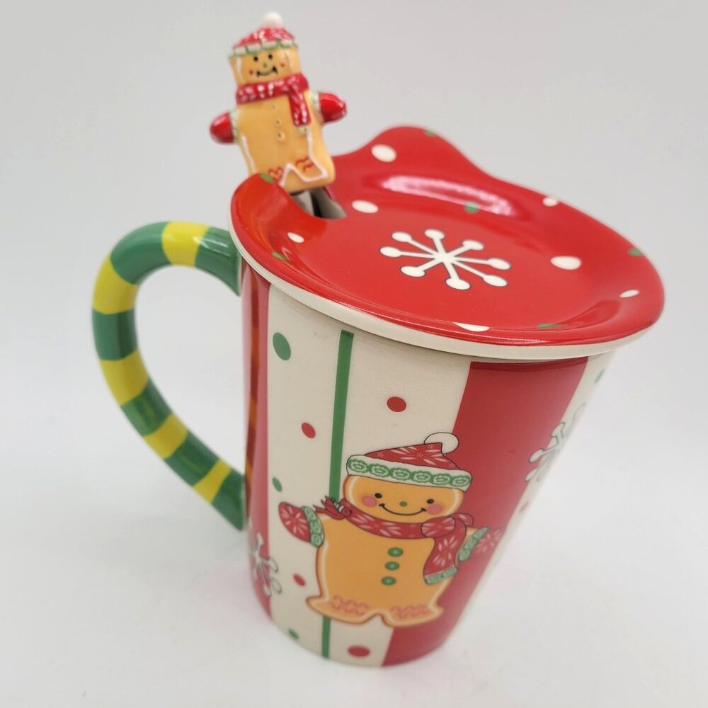 Temptations by Tara Hand Painted Gingerbread Christmas Holiday Mug Ceramic 16oz